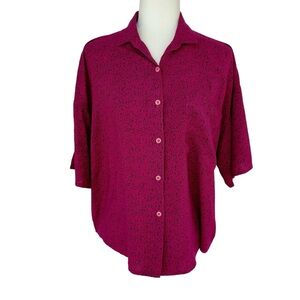 Vintage L. Simsbury Shirt Magenta Button Down Blouse